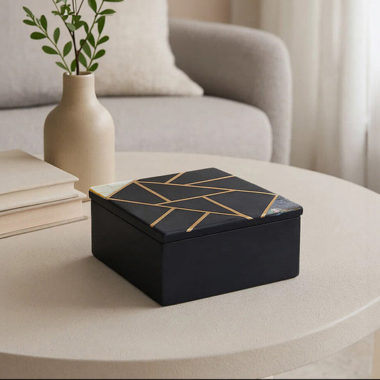 Oriana Small Black Slate with Mother of Pearl Inlay Trinket Box