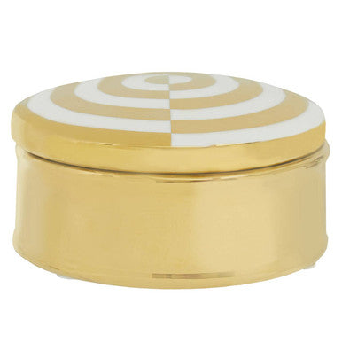 Curva Round  Gold and White Trinket Box