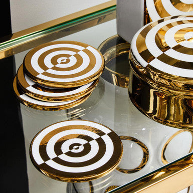 Curva Gold and White  Set Of Four Coasters