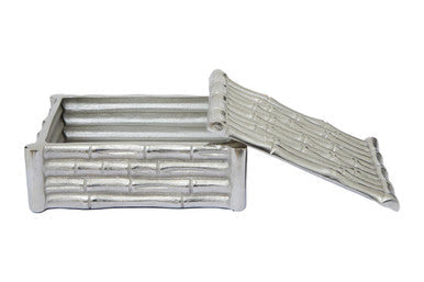 Small Silver Finish Bamboo Effect Trinket Box | Hiba