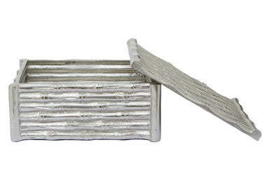 Large Silver Finish Bamboo Effect Trinket Box | Hiba