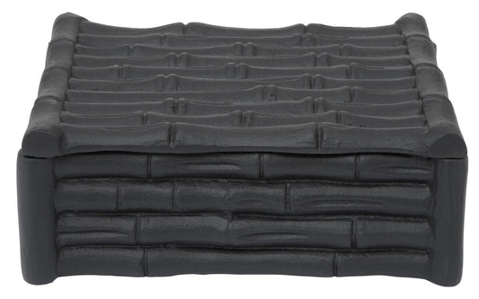 Hiba Small Black Finish Bamboo Effect Trinket Box