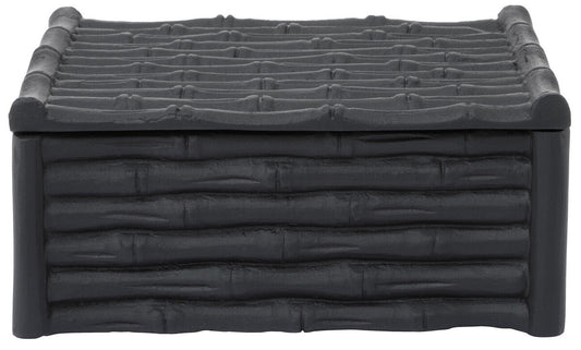 Hiba Large Black Finish Bamboo Effect Trinket Box