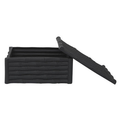 Large Black Finish Bamboo Effect Trinket Box | Hiba