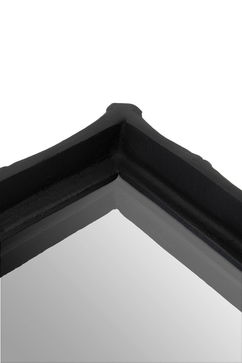 Black Finish Bamboo Effect Mirrored Tray | Hiba