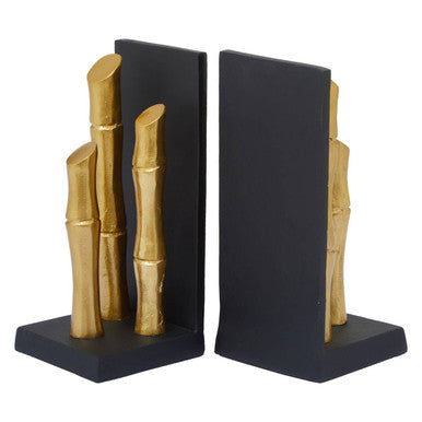 Hiba Set Of Two Gold Finish Bamboo Effect Bookends