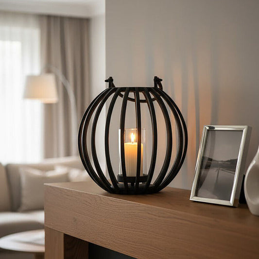 Large Matte Black Finish Lantern | Aura