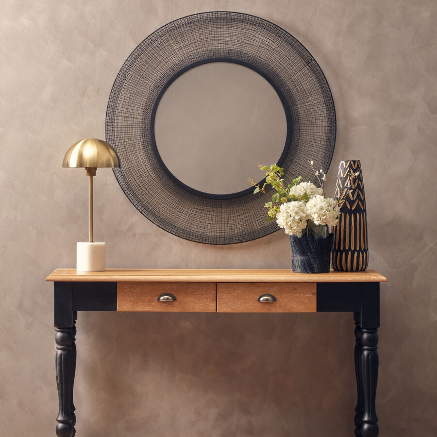 Large Wooden Engraved Vase in Black and Natural | Arlo