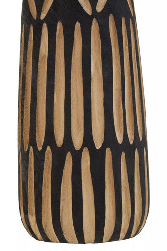 Large Wooden Engraved Vase in Black and Natural | Arlo