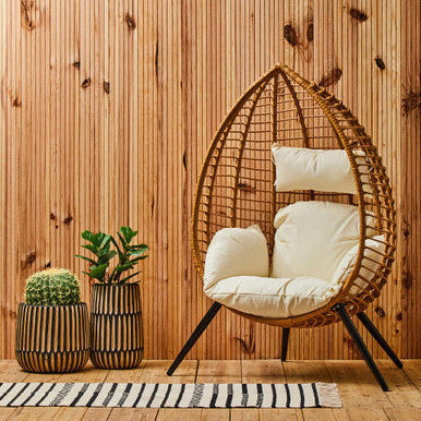 Large Engraved Natural and Black Wooden Planter | Arlo