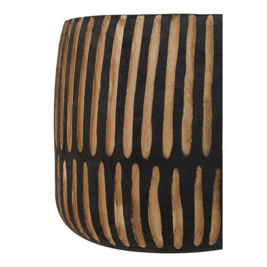Arlo Large Engraved Natural And Black Wooden Planter