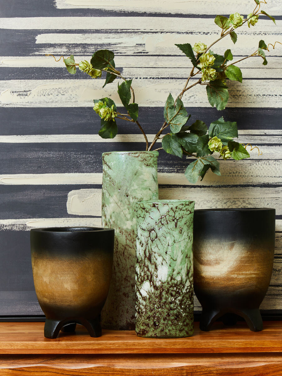 Arlo Large Wooden Black Ombre Planter