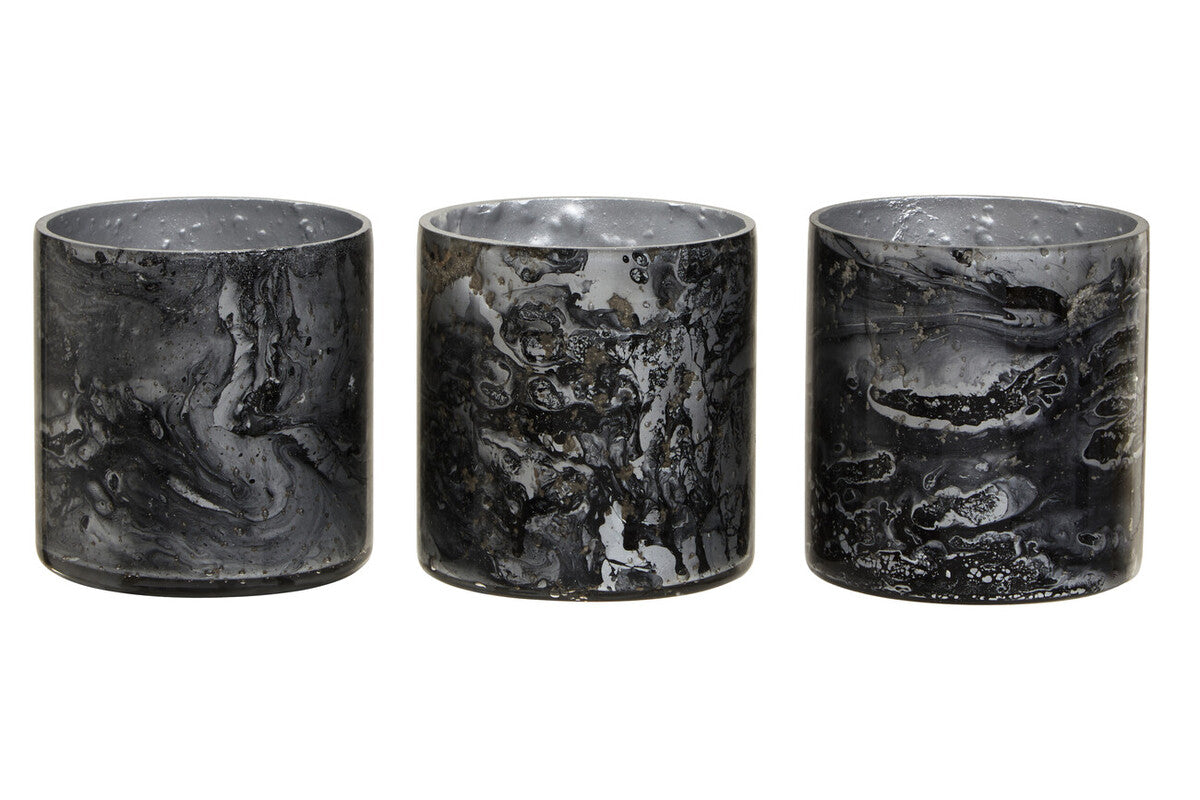 Garan Set Of 3 Grey Tealight Holders