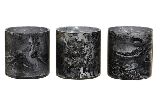 Garan Set Of 3 Grey Tealight Holders