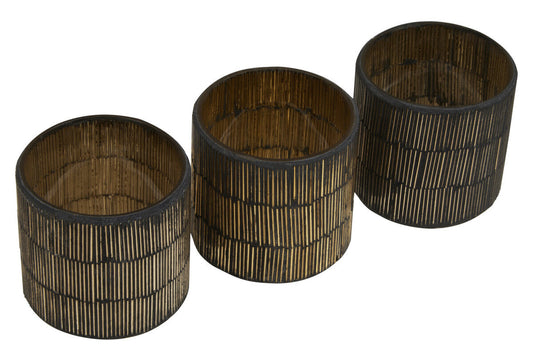 Gaia Set Of 3 Mosaic Glass Tealight Holders