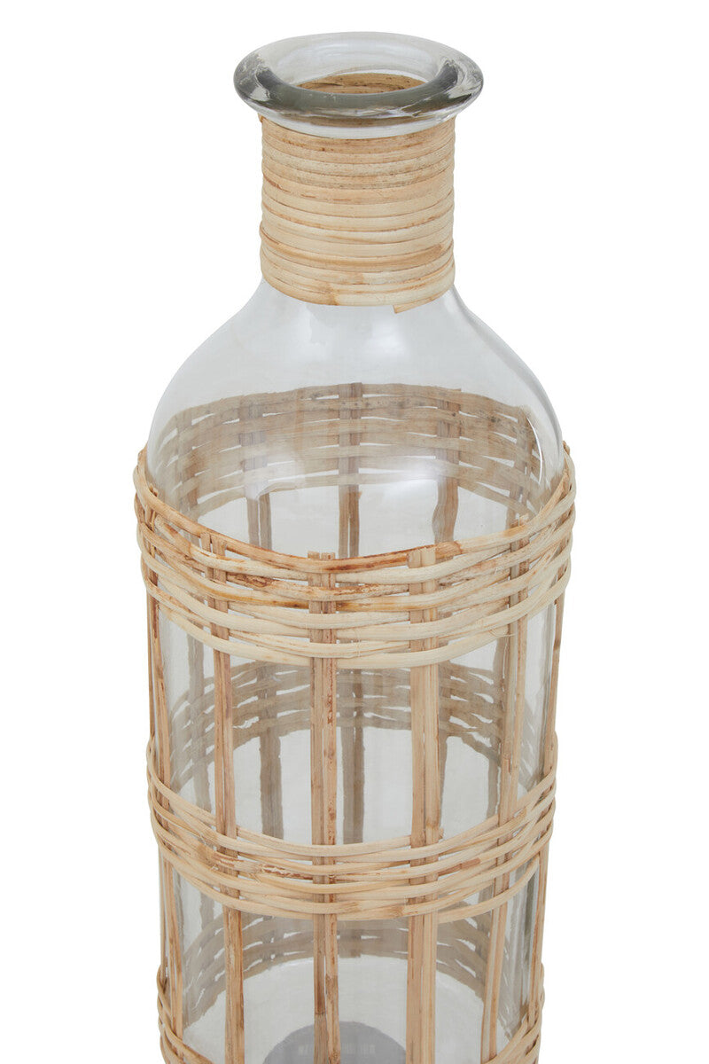Natural Cane and Glass Large Vase | Kuta