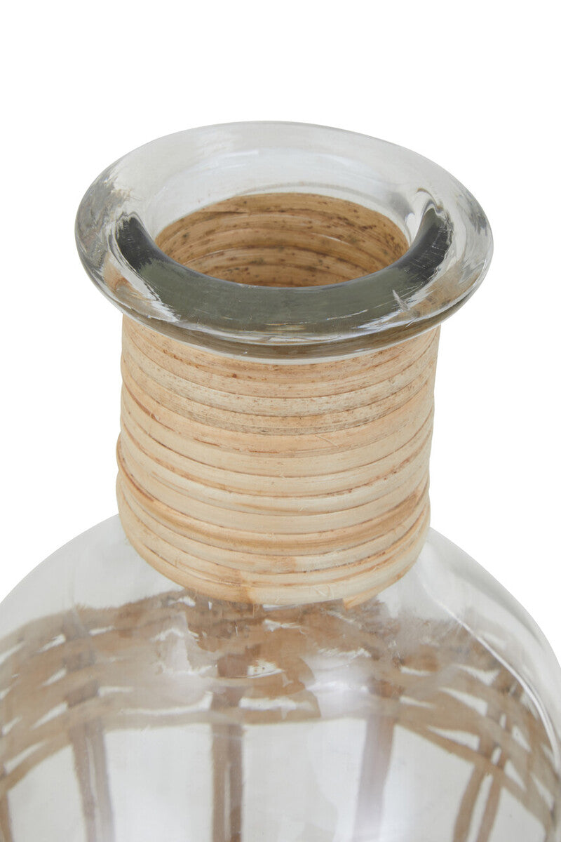 Natural Cane and Glass Large Vase | Kuta