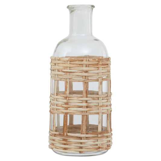 Kuta Natural Cane and Glass Small Vase