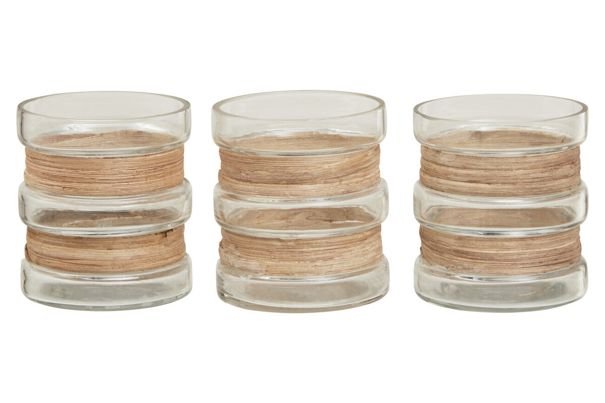 Set of 3 Natural Tealight Holders | Kuta