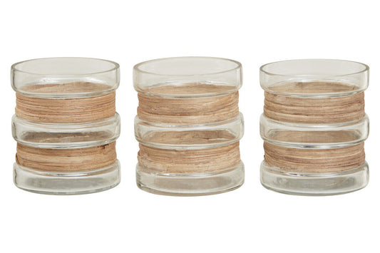 Set of 3 Natural Tealight Holders | Kuta