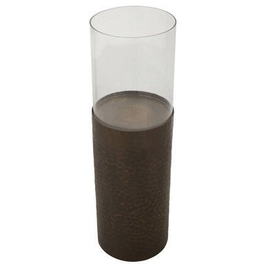 Akola Small Floor Standing Candle Holder In Antique Gold