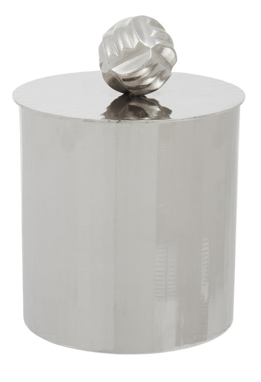 Amreli Large Vertical Textured Silver Metal Trinket Box
