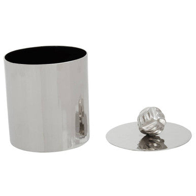 Amreli Silver Metal Large Trinket Box with Vertical Texture