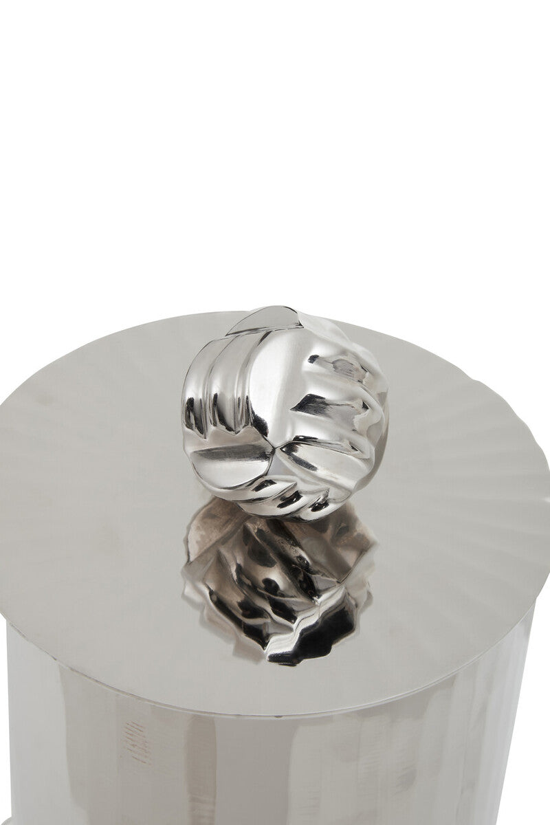 Large Vertical Textured Silver Metal Trinket Box | Amreli