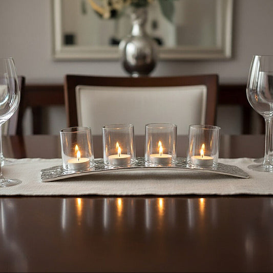 Akola Curved 4 Tealight Holder in Silver