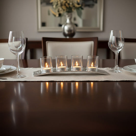 Akola Curved 4 Tealight Holder in Silver