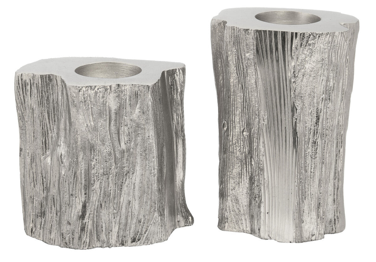Set Of Two Silver Tealight Holders | Akola