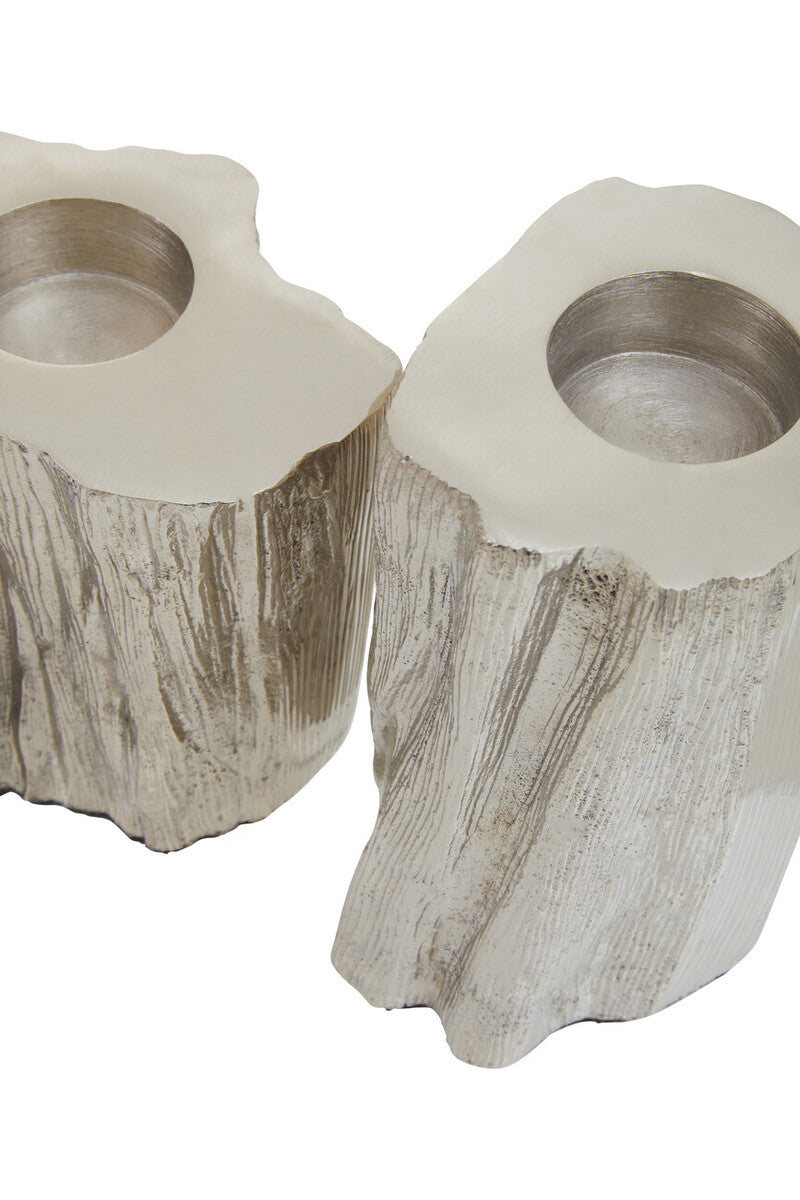 Akola Set Of Two Silver Tealight Holders