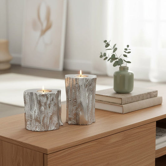 Akola Set Of Two Silver Tealight Holders