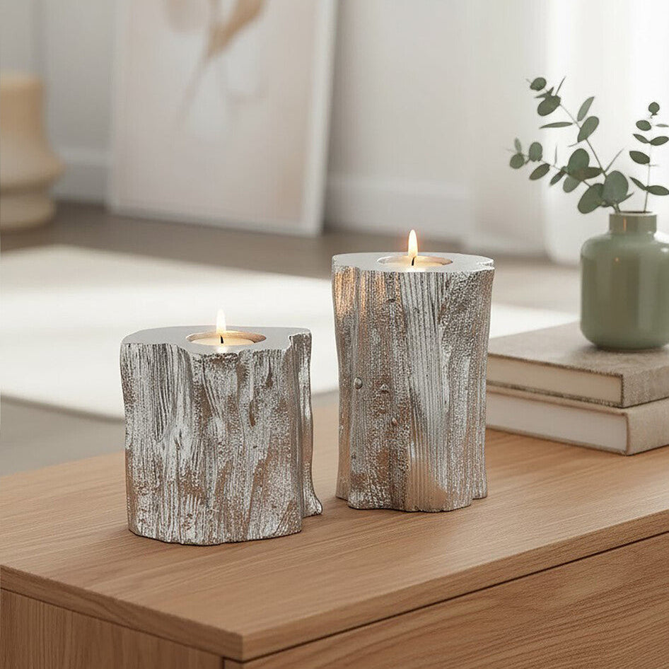 Set Of Two Silver Tealight Holders | Akola