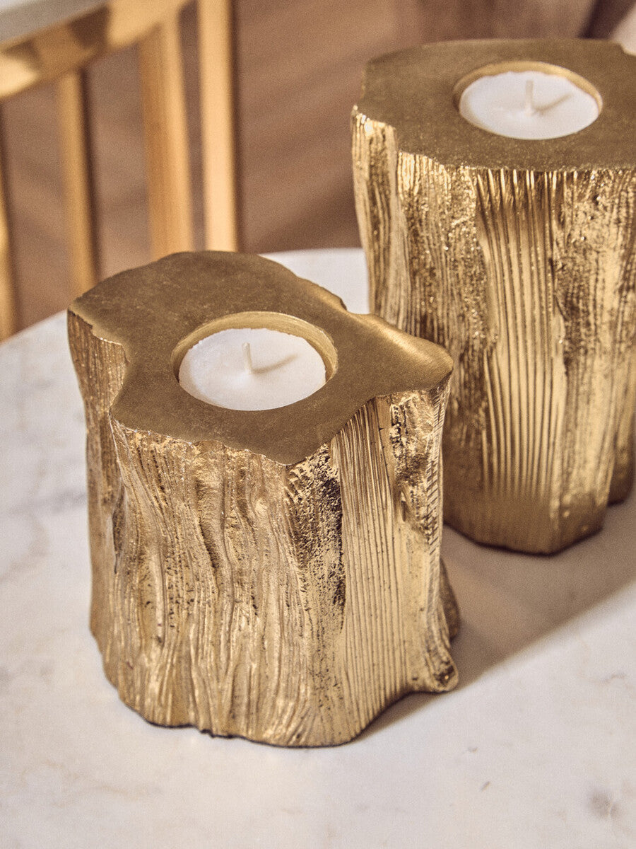 Akola Set Of Two Gold Tealight Holders