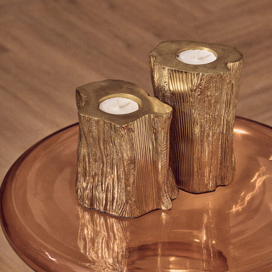Akola Set Of Two Gold Tealight Holders