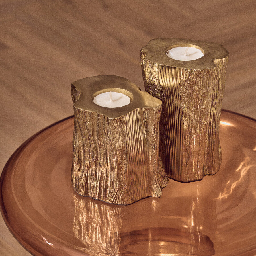 Set Of Two Gold Tealight Holders | Akola