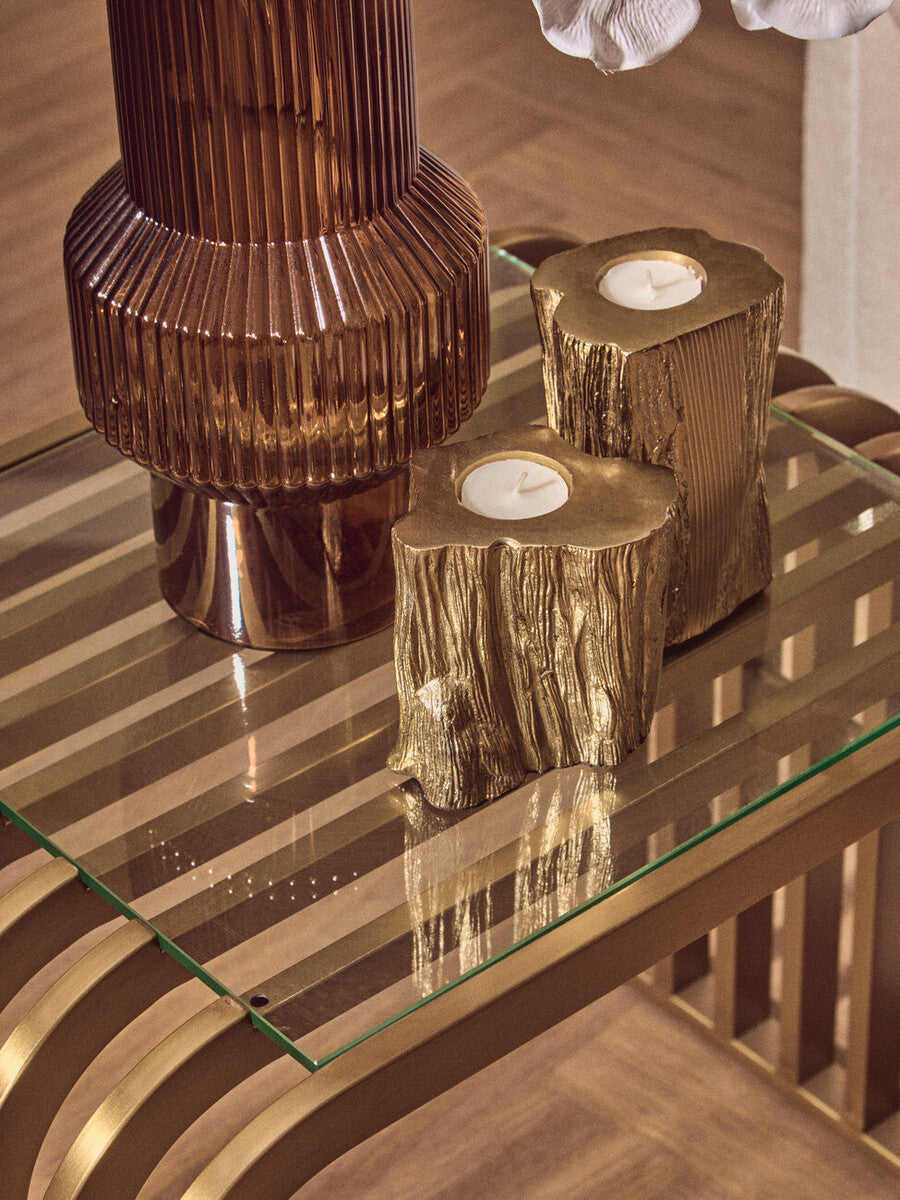 Akola Set Of Two Gold Tealight Holders