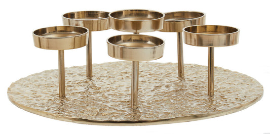 Gold Round Six Pillar Candle Holder | Akola