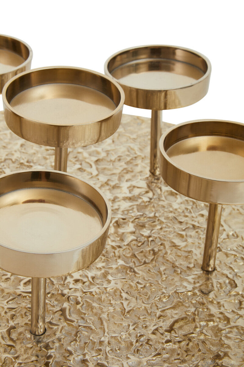 Gold Round Six Pillar Candle Holder | Akola