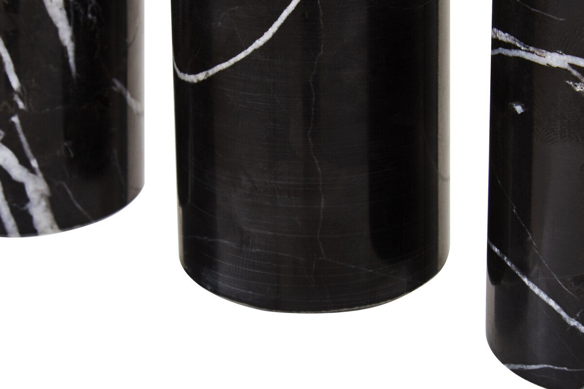 Salmo Set Of Three Black Marble Tealight Holders