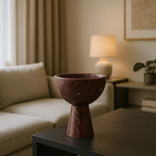Salmo Small Red Marble Pedestal Bowl