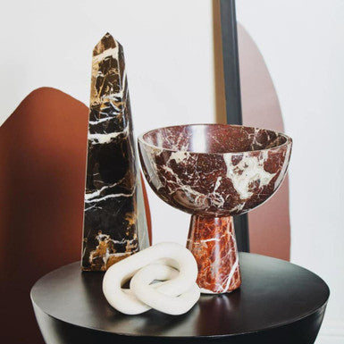 Salmo Large Red Marble Pedestal Bowl