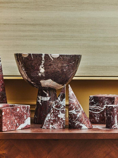Large Red Marble Pedestal Bowl | Salmo
