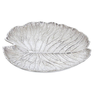 Large Silver Finish Lotus Leaf Plate | Salma