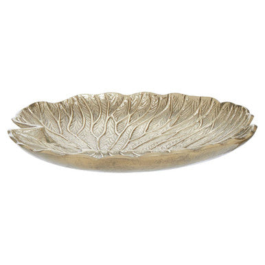 Salma Large Gold Finish Lotus Leaf Plate.
