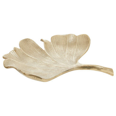 Prato Large Antique Gold Finish Ginkgo Dish