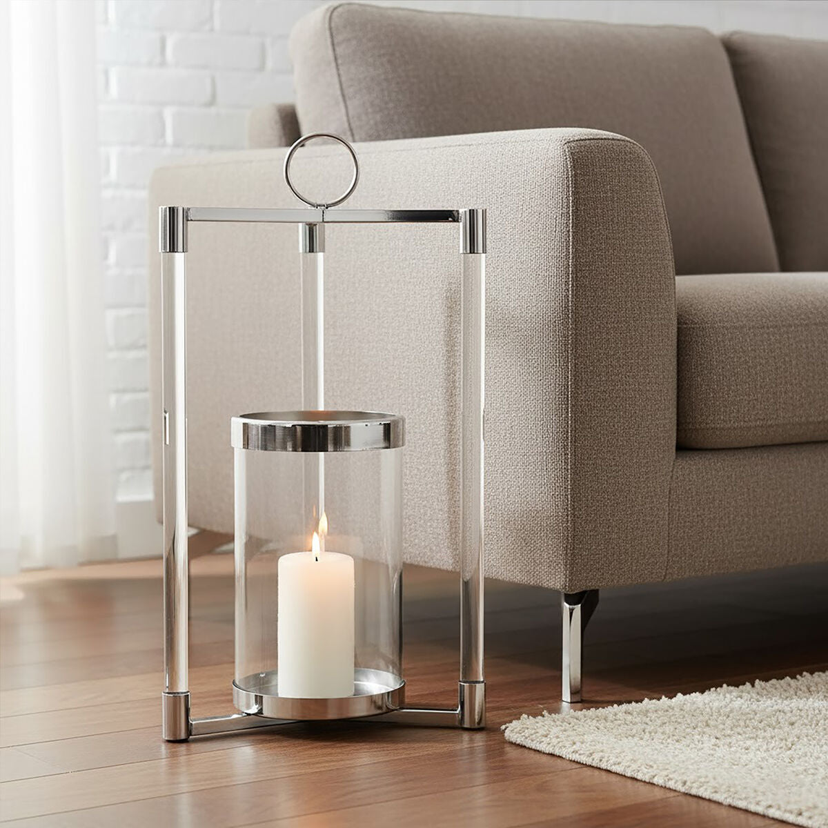 Small Silver Finish Lantern | Franklin