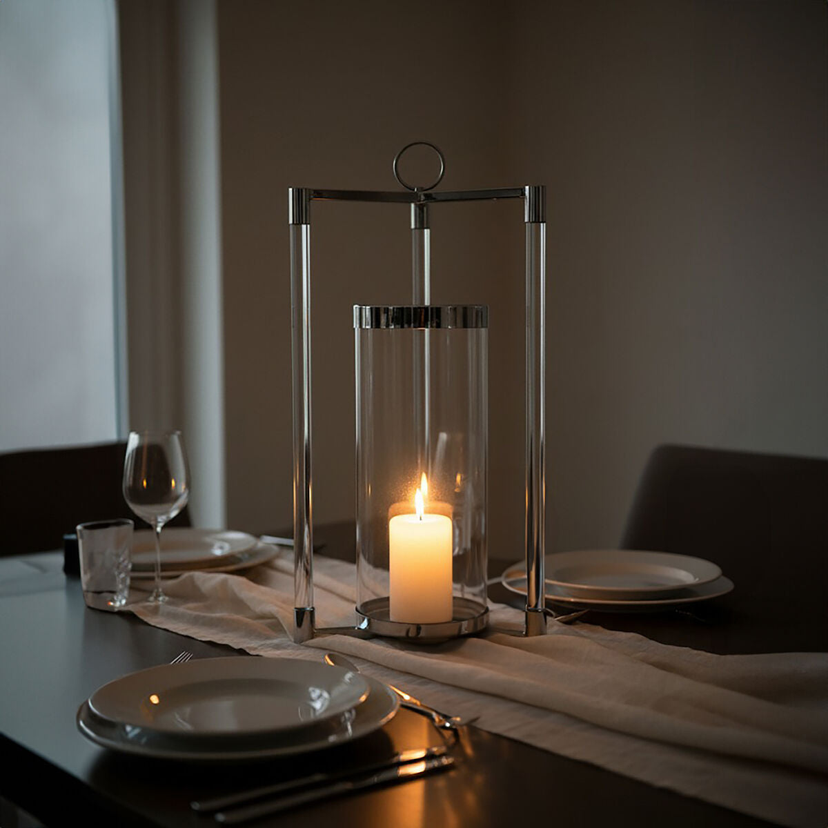 Large Silver Finish Lantern | Franklin