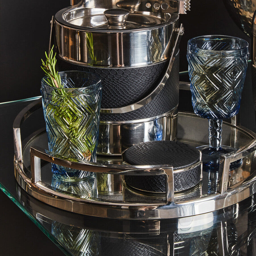 Cruzar Silver Finish Mirrored Tray